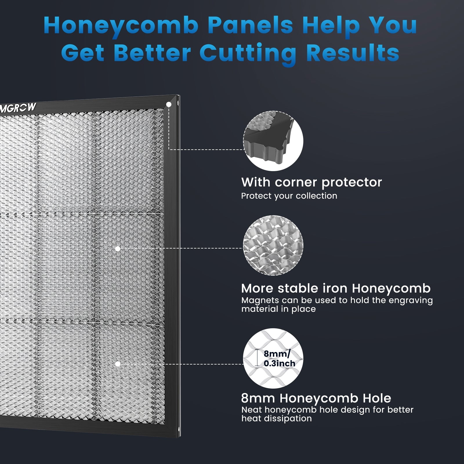 Πίνακας λέιζερ Comgrow Honeycomb με πινακίδα αλουμινίου για μηχανή κοπής χείλη