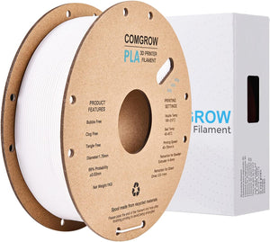 the side view of comgrow pla 3d printer filament 1kg white